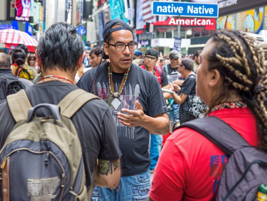 a small group of Native Americans gathered to share their stories